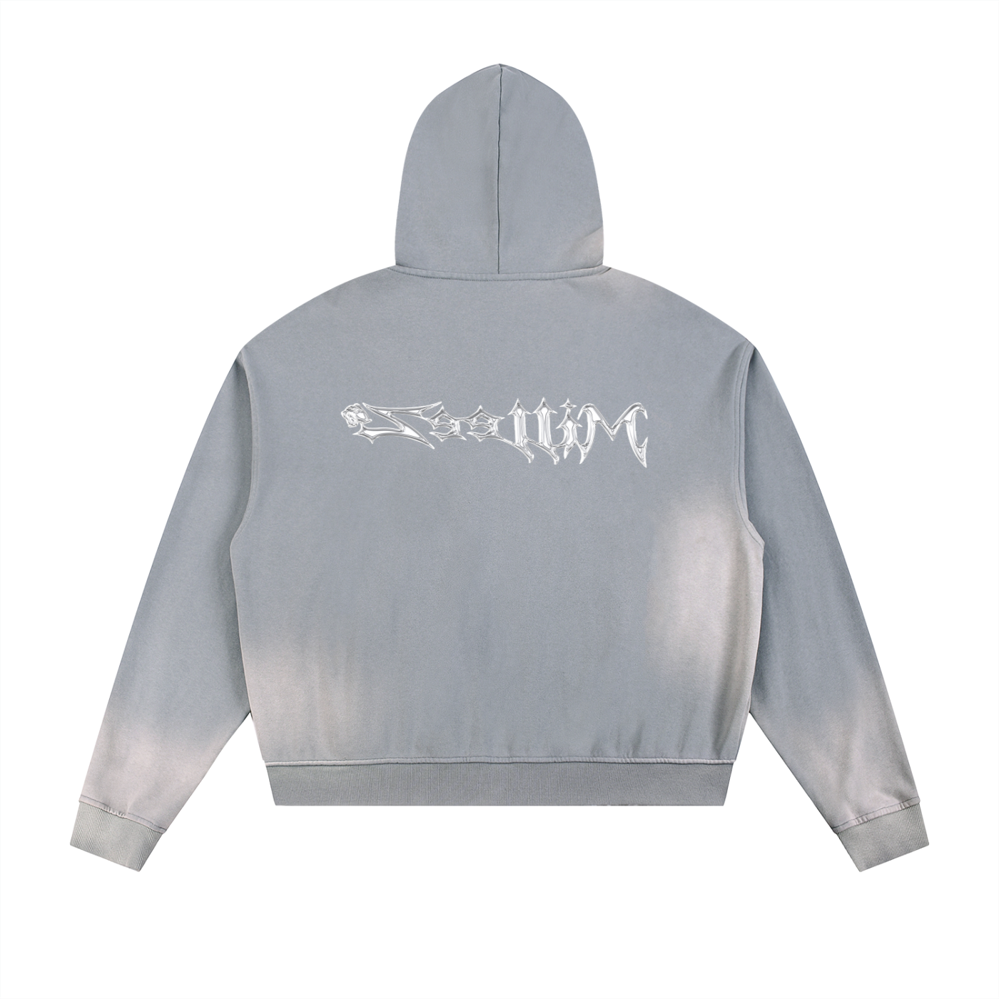 Sun Fade Frayed Raw Edge Fleece Zip Hoodie