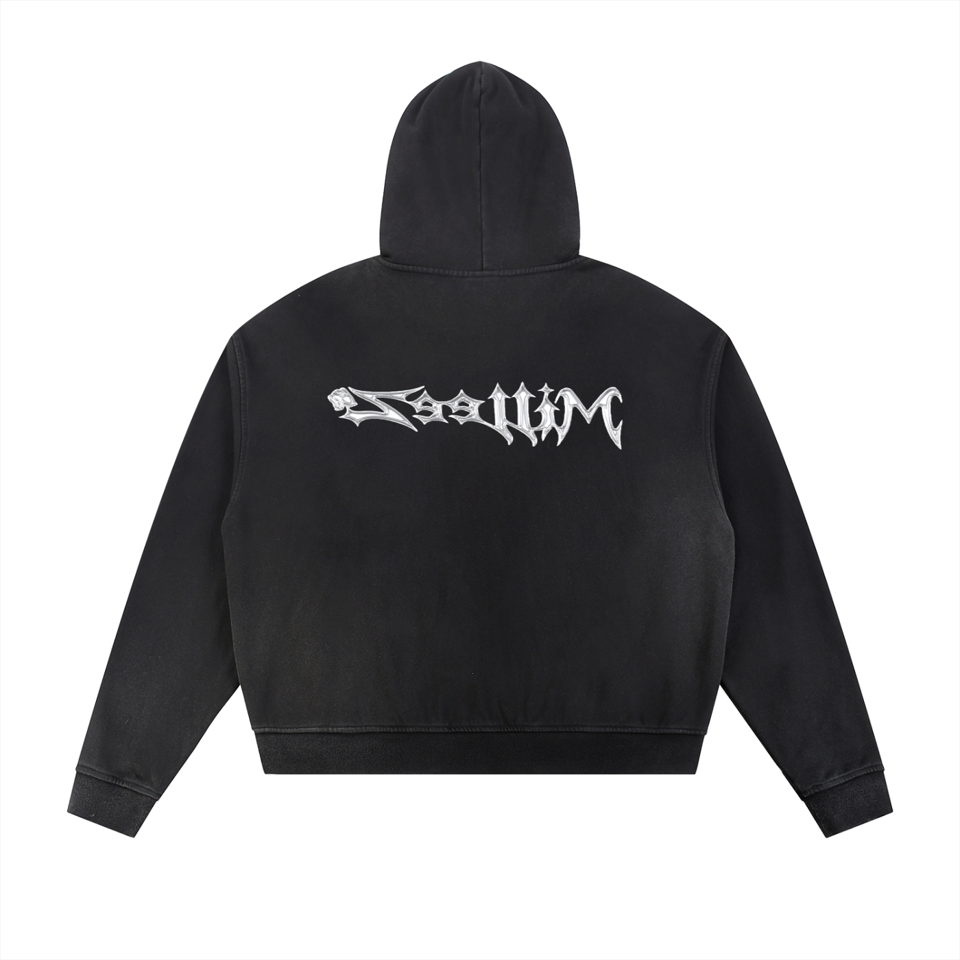Sun Fade Frayed Raw Edge Fleece Zip Hoodie